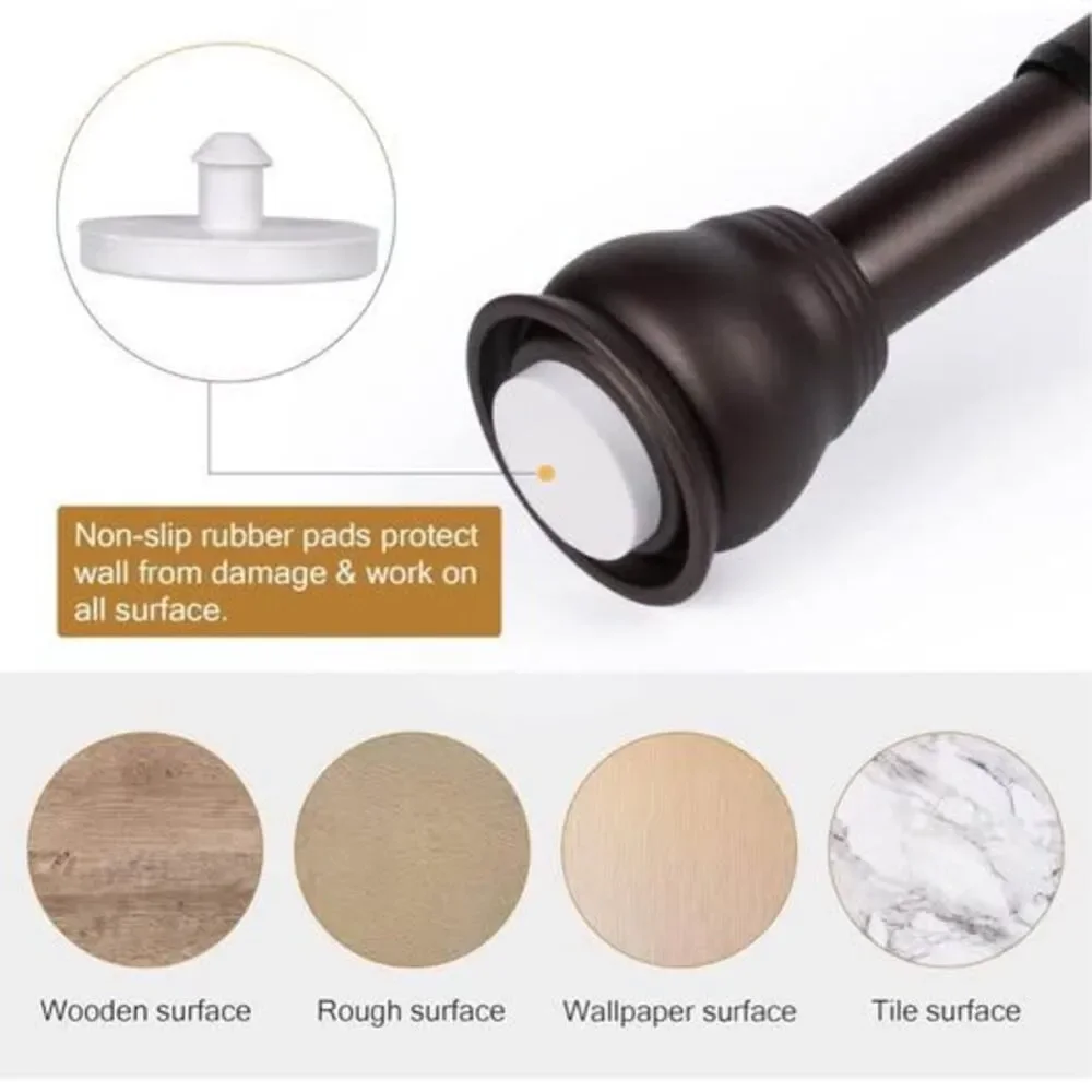 Spring Tension Curtain Rod 27-43 Inch, Never Rust and Non-Slip Shower Curtain Ro